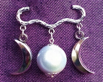 Triple Goddess Moon Phase Wiccan Witch Brooch or Bag / Rucksack Dangle