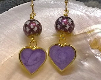 Purple Hearts and Starry Skies Earrings - Set Number 1