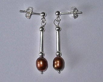 Freshwater Baroque Pearls and Sterling Silver drop earrings