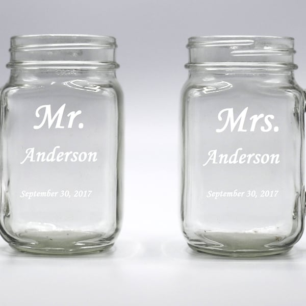 Mr and Mrs Mason Jar Etsy