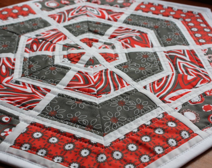 Chevron Table Centerpiece Modern Table Topper Red Gray White Etsy