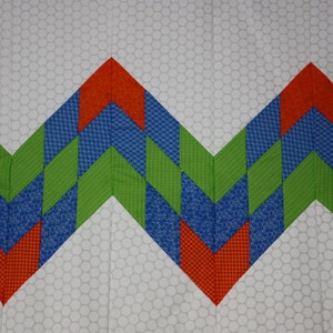 Unfinished quilt top -- Baby quilt kit -- Ready to quilt -- Modern chevron -- Baby boy quilt top -- Crib bedding -- Baby shower gift - DIY