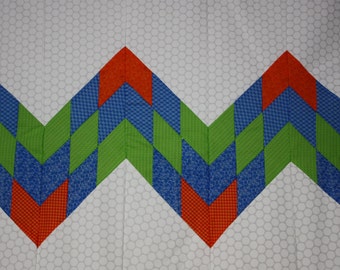 Unfinished quilt top -- Baby quilt kit -- Ready to quilt -- Modern chevron -- Baby boy quilt top -- Crib bedding -- Baby shower gift - DIY