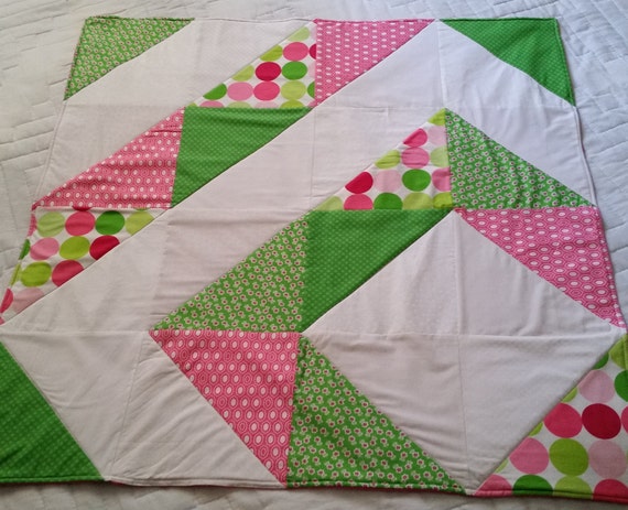 Minky baby blanket Pink chevron baby blanket Baby girl blanket Modern baby blanket