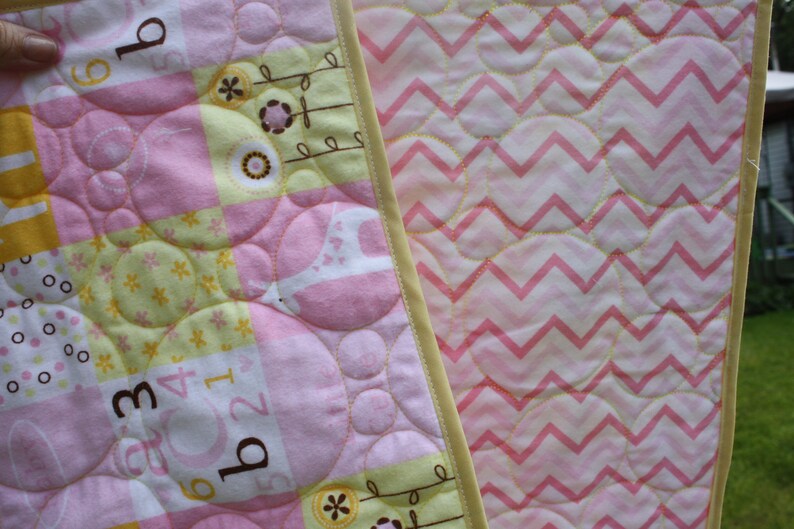 Baby Girl Blanket, Handmade Modern Baby Girl Quilt, Nursery, Shower