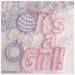Free Standing Lace It's a Girl Tag Machine Embroidery Design in Pes, Dst, Exp, Hus, Jef, Vip and Vp3 Formats. Downloadable Pattern