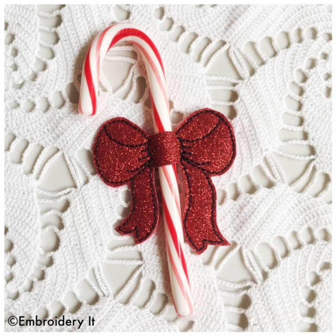 Christmas Candy Cane Holder Machine Embroidery Candy Cane Bow Etsy