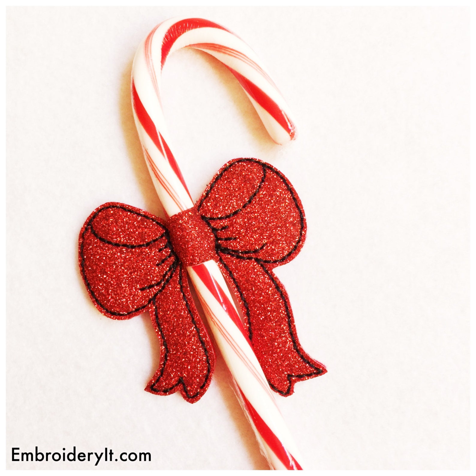 Christmas Candy Cane Holder Machine Embroidery Candy Cane Bow Etsy