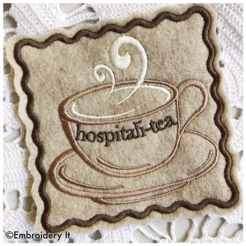 Inspirational Teacup Coasters Machine Embroidery Design Set Etsy
