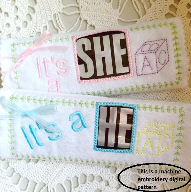 Baby gender reveal candy bar wrap machine embroidery file in  etsy