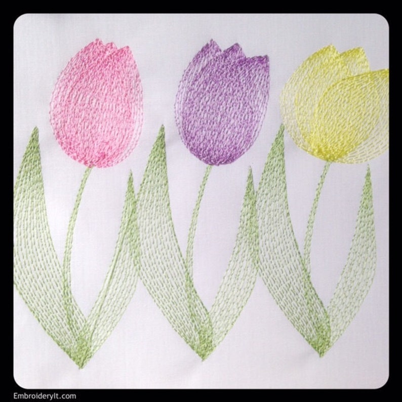 Tulip flowers embroidery design machine embroidery files in  etsy Tulip flowers embroidery design machine embroidery files in  etsy