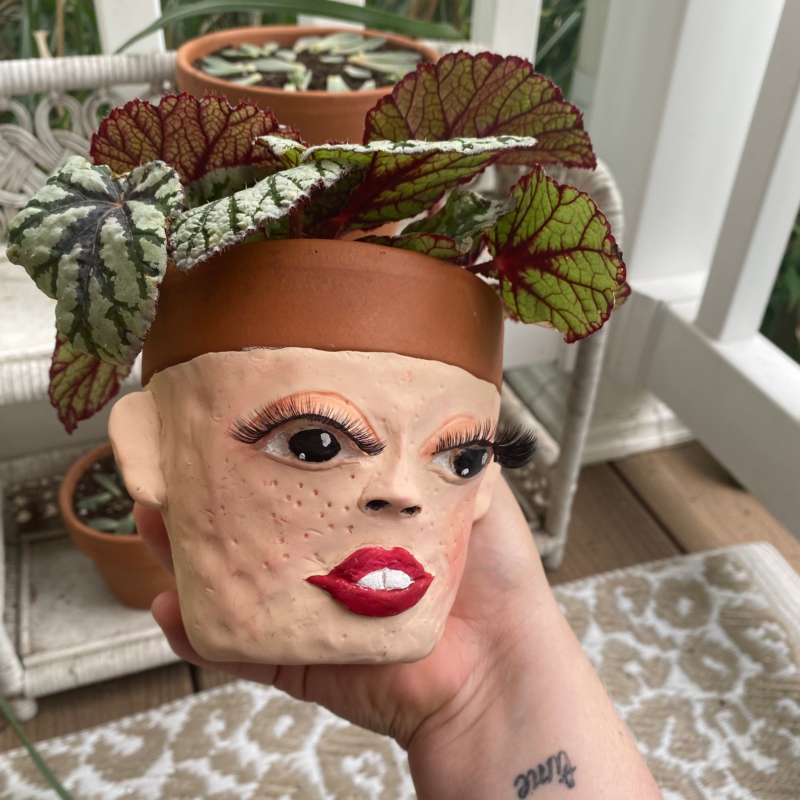 Ugly face planter pot for flowers Etsy