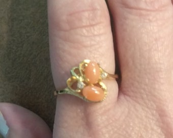 Angel Skin Coral Cluster Ring - 15x20mm overall size - Coral Supply Hawaii - New Old Stock!