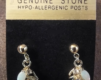 White Opal Stud Earring overall size 8x13mm - Coral Supply Hawaii - New Old Stock!