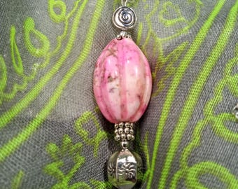 Pendulum - Sun Vortex with Pink Howlite. Handmade & designed here!  Perfectly weighted, balanced healing metaphysical - exceptional quality!