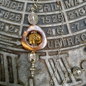 Pendulum Elephant with Mother of Pearl - Handmade & designed here!  Perfectly weighted, balanced healing metaphysical - exceptional quality!