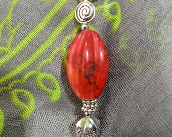 Pendulum - Sun Vortex with Red Howlite. Handmade & designed here!  Perfectly weighted, balanced healing metaphysical - exceptional quality!