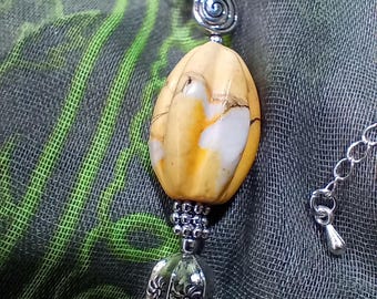Pendulum - Sun Vortex Yellow Howlite. Handmade & designed here!  Perfectly weighted, balanced healing metaphysical - exceptional quality!