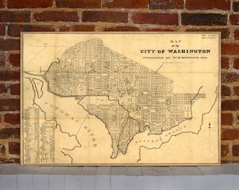 1846 Washington DC Vintage Map Canvas Print