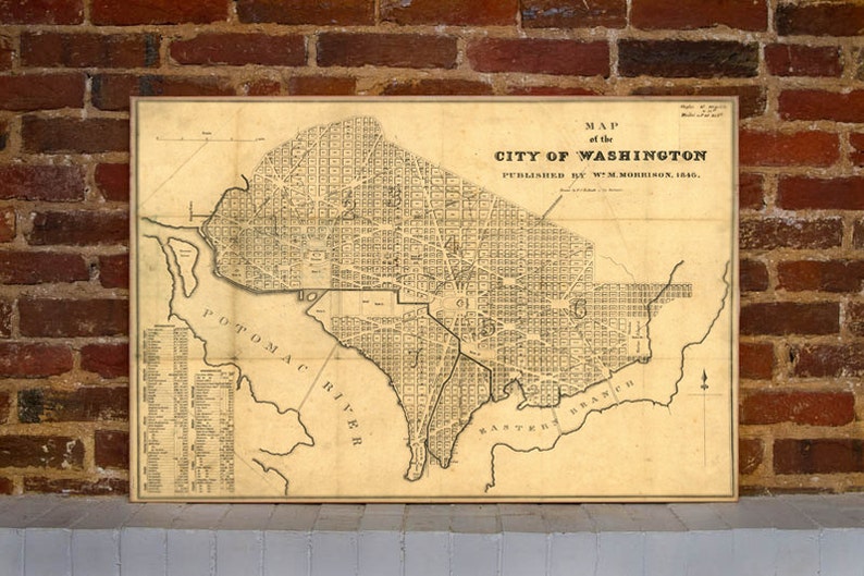 1846 Washington DC Vintage Map Canvas Print image 1