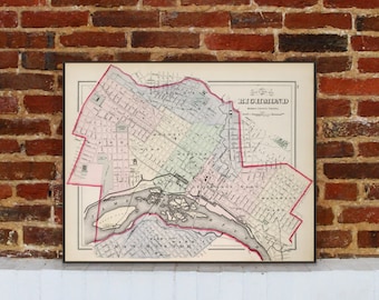 1876 Richmond Vintage Map Canvas Print