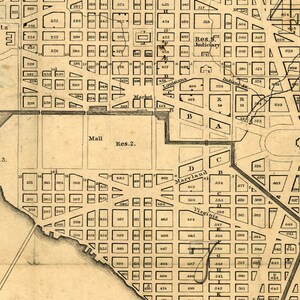 1846 Washington DC Vintage Map Canvas Print image 3