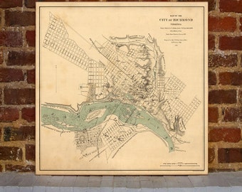 1858 Richmond Vintage Map Canvas Print