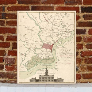 1777 Philadelphia Vintage Map Canvas Print image 1