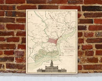 1777 Philadelphia Vintage Map Canvas Print