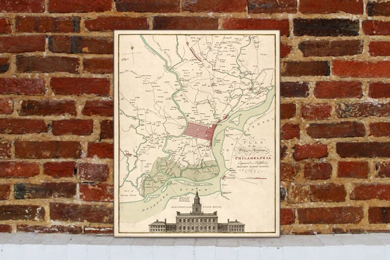 1777 Philadelphia Vintage Map Canvas Print image 1