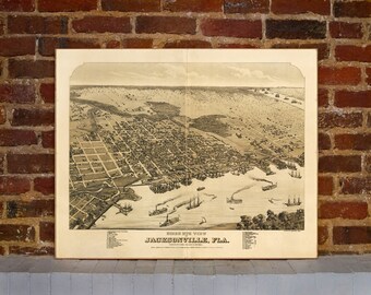 1876 Jacksonville Vintage Map Canvas Print