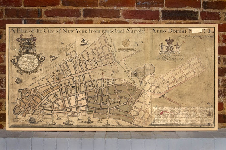 1755 New York Vintage Map Canvas Print image 1