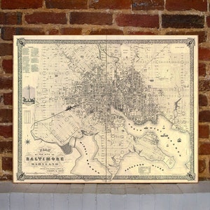 1851 Baltimore Vintage Map Canvas Print image 1