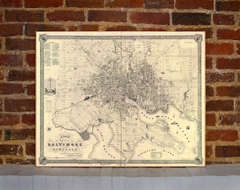 1851 Baltimore Vintage Map Canvas Print