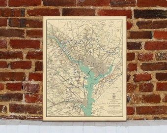 1865 Washington DC Vintage Map Canvas Print