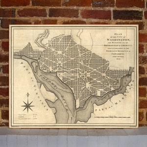 1793 Washington DC Vintage Map Canvas Print Bild 1