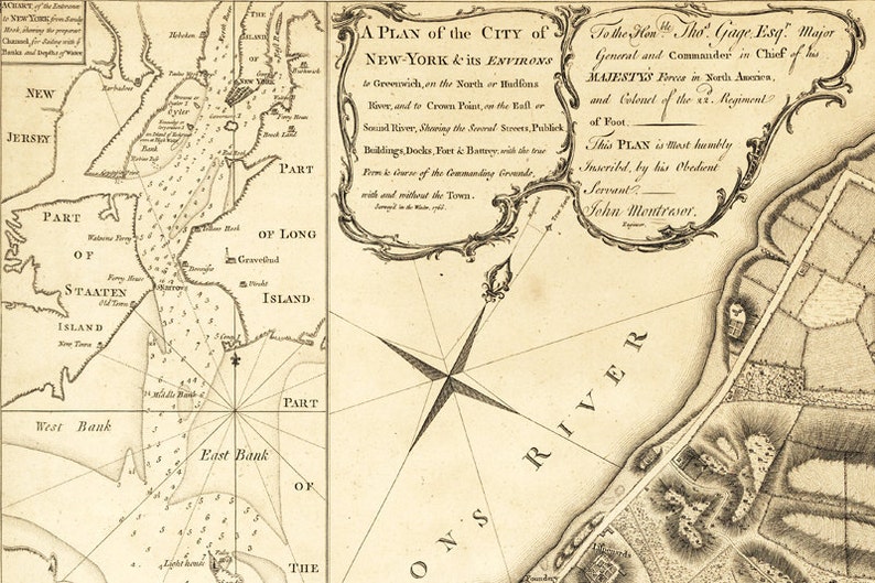 1775 New York Vintage Map Canvas Print image 3