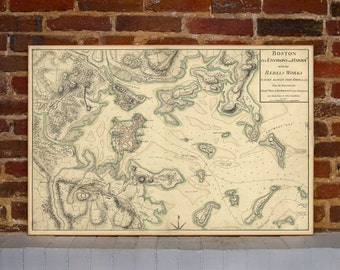 1775 Boston Vintage Map Canvas Print