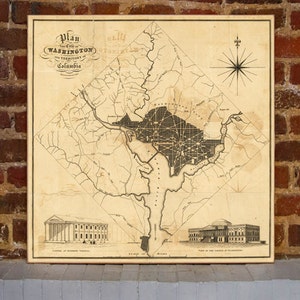 1819 Washington DC Vintage Map Canvas Print image 1