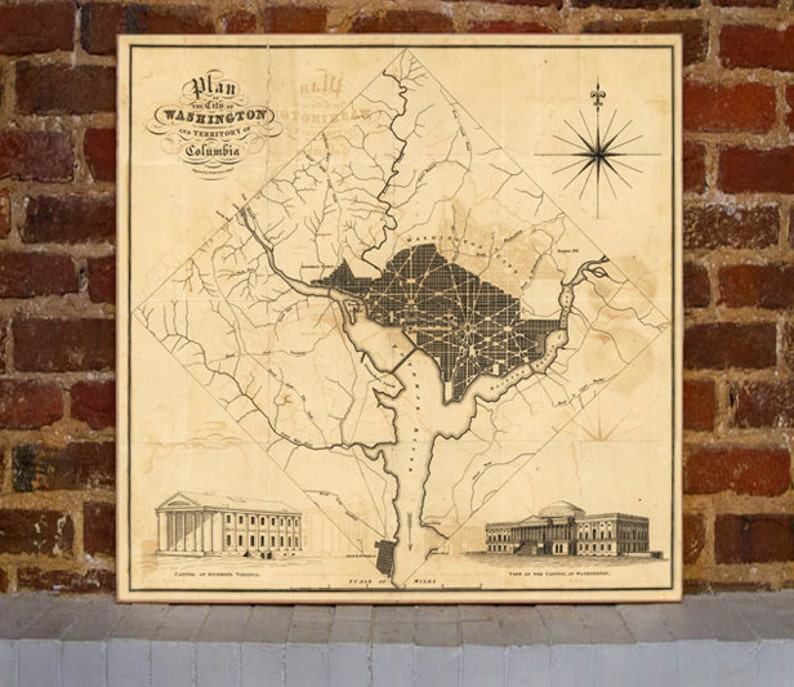 1819 Washington DC Vintage Map Canvas Print image 1