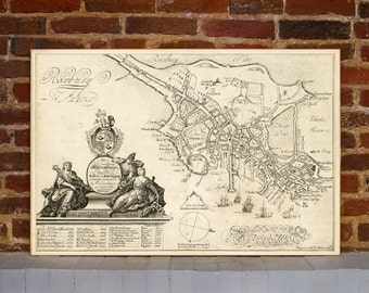 1728 Boston Vintage Map Canvas Print