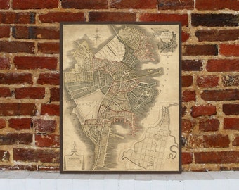 1814 Boston Vintage Map Canvas Print