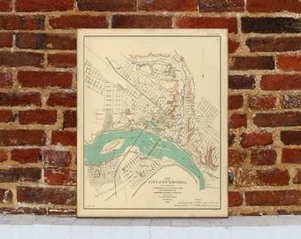 1858 Richmond Vintage Map Canvas Print