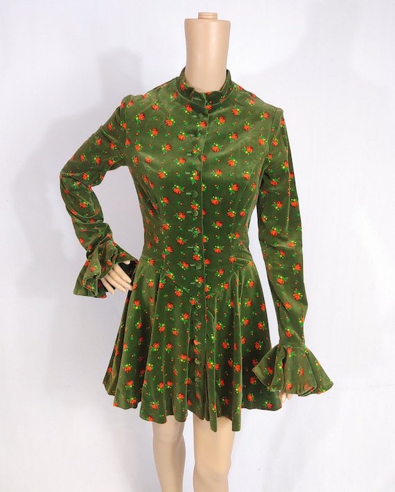 Vtg 60s Betsey Johnson Paraphernalia Green Red Flo