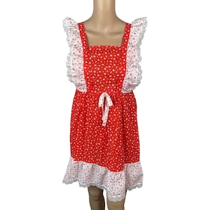 Vtg 70s Gunne Sax Style Red White Patchwork Prairie Sundress Girl&#39;s XL