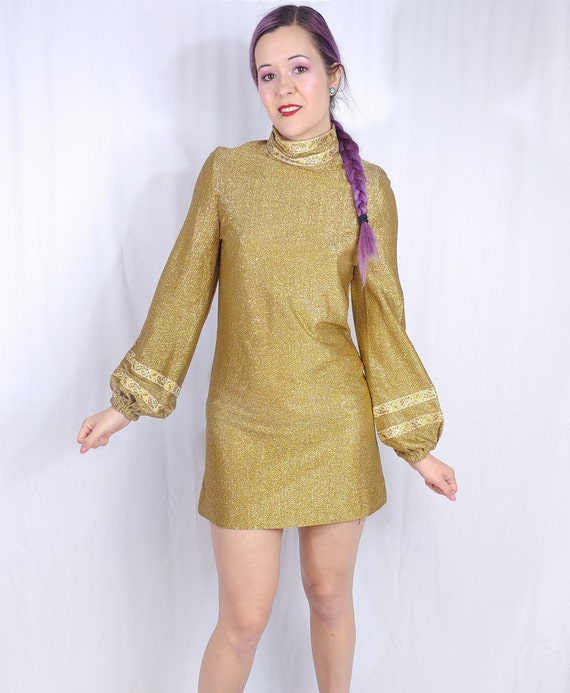 metallic shift dress