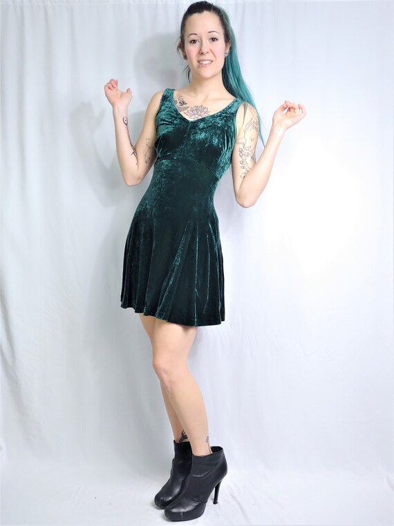 forest green fit and flare dress