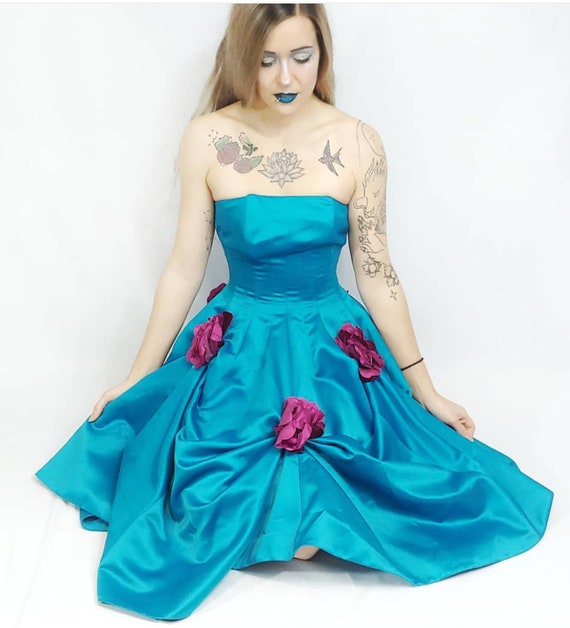 Vtg NWT Betsey Johnson Turquoise Blue Purple Flora