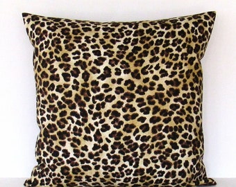 Funda de almohada con estampado de leopardo, con estampado animal, con estampado de guepardo, decorativa, marrón, negro, dorado y tostado, con cremallera invisible.
