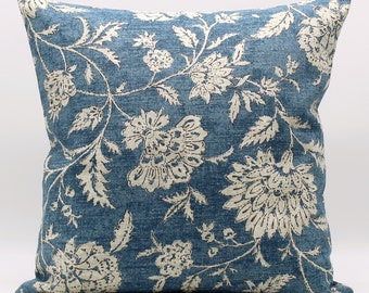 Navy Blauer Kissenbezug, Navy Beige Kissen, Navy Blumenkissen, Navy Designerkissen, Couchkissen, Kissenbezug, Hellbraun, Taupe, Reißverschluss